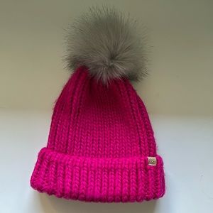 David and Young Hat with puff hot pink